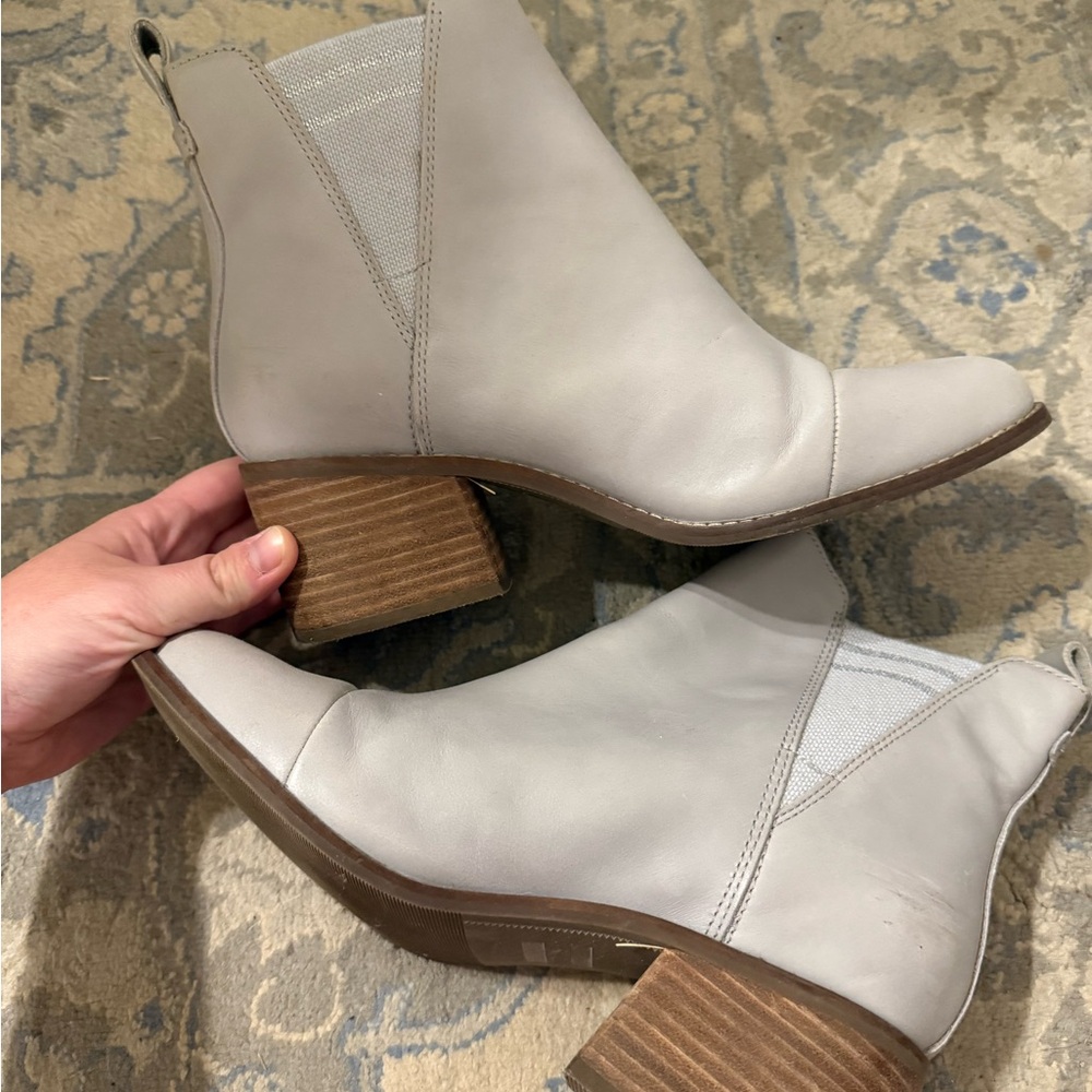 TOMS Gray Leather Booties